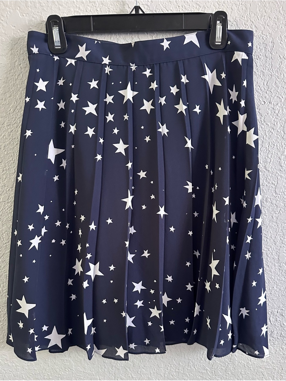 J.Crew Factory Pleated Star Print Skirt Navy White Size 6